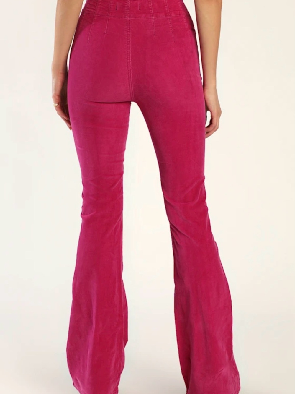 Free people NEW NWT Jayde hot pink high high rise flared corduroy pants jeans 26 - Picture 4 of 7